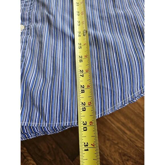 Ralph Lauren Custom Fit Striped Blue Button Down Men's Size L Preppy Career - Picture 6 of 6